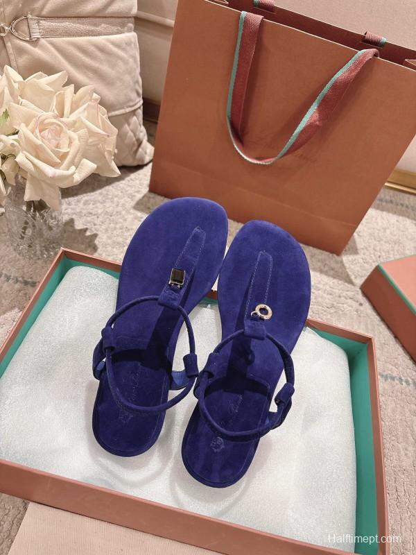 2025 Women LP Blue Suede Sandals