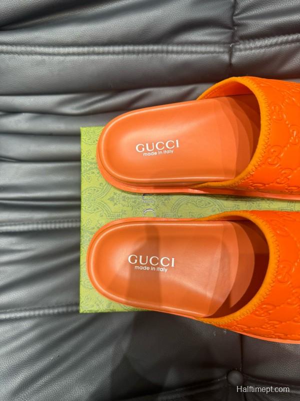 2024 Slippers Gucci Orange Rubber Slippers MJ00200