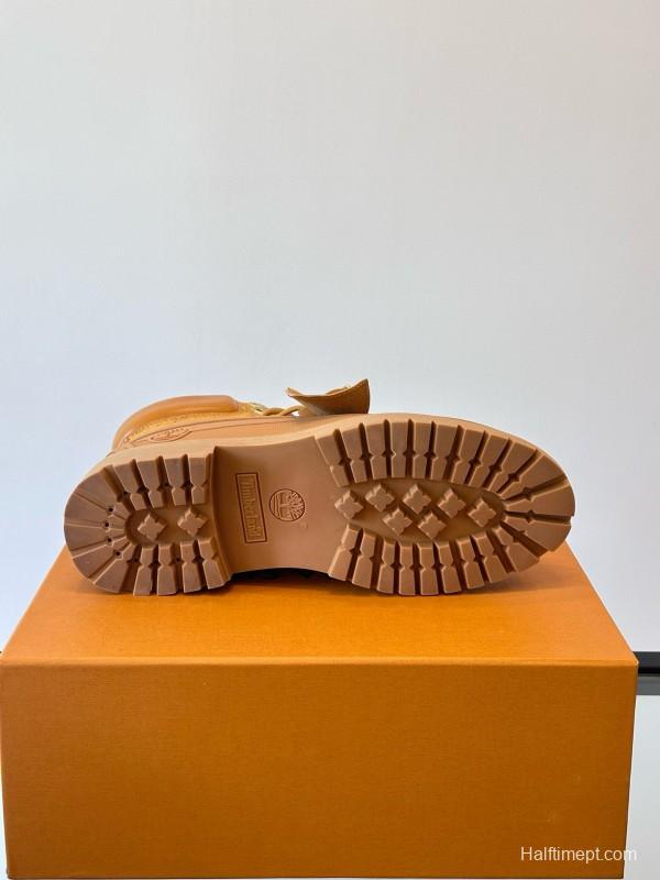 2024 Men Louis Vuitton Brown Leather Waterproof Work Boots MJ00390