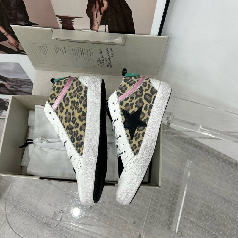 2024 Unisex GGDB Leopard Pink Green Leather Suede High Top Sneakers MJ00300