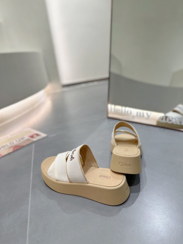 2025 Chloé White Canvas Slippers