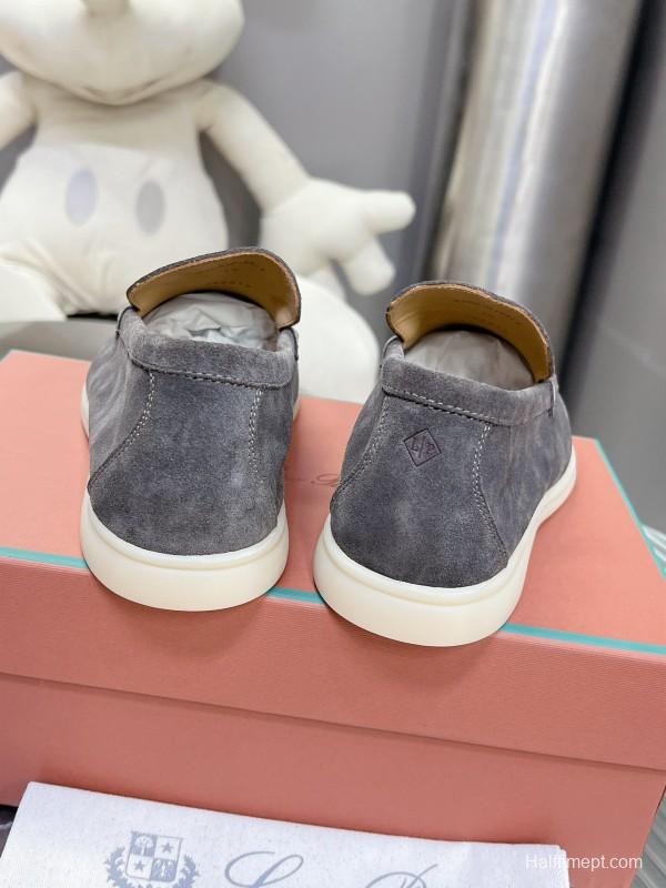 2025 Unisex Philipp Plein Gray Suede Loafers Soft Rubber Sole LY00260