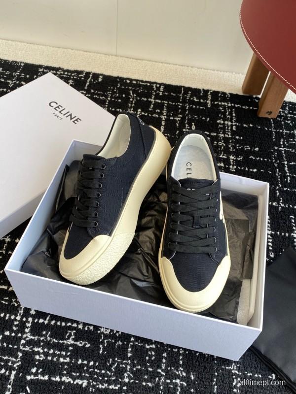 2025 Women Celine Black Canvas Sneakers CR-03