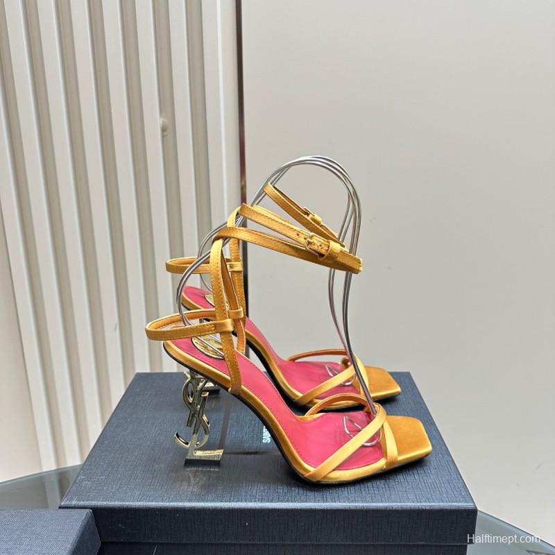 2025 Women Yves Saint Laurent Yellow Leather Sandals