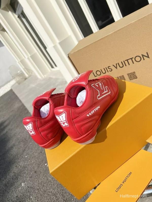 2025 Unisex Louis Vuitton Red Leather Sneakers MJ00380