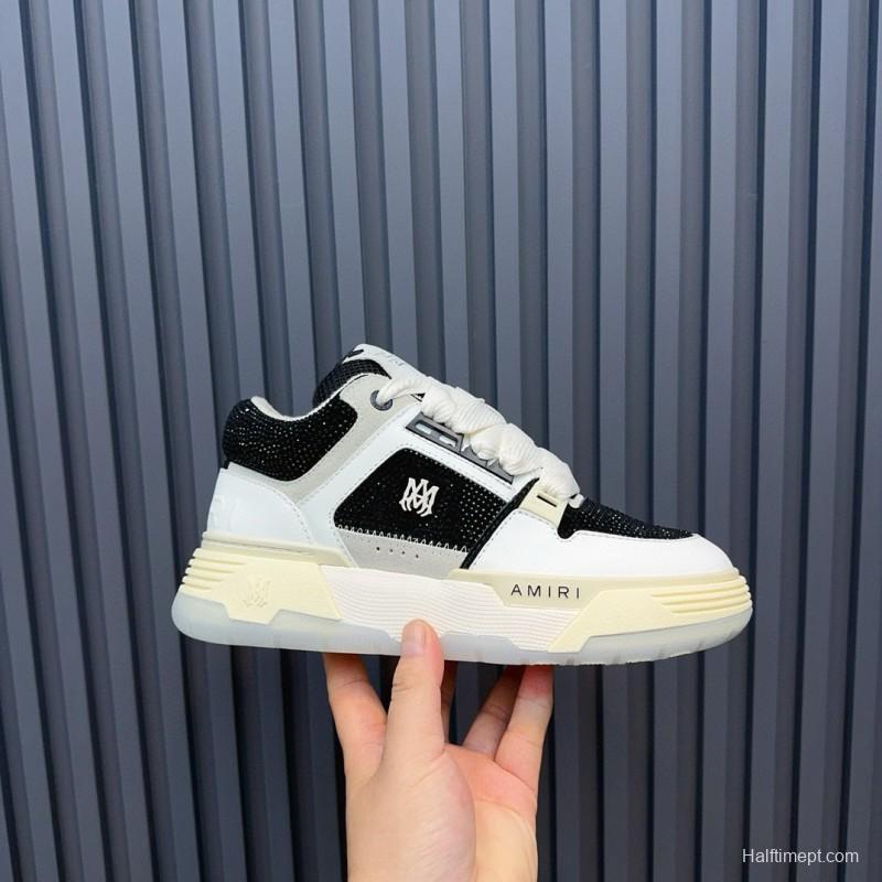 2024 Unisex Amiri Black White Leather Sneakers MJ00410