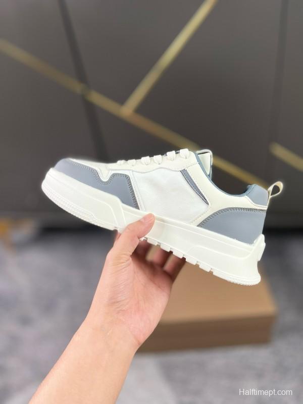 2024 Unisex Burberry White Grey Leather Casual Shoes MJ00251