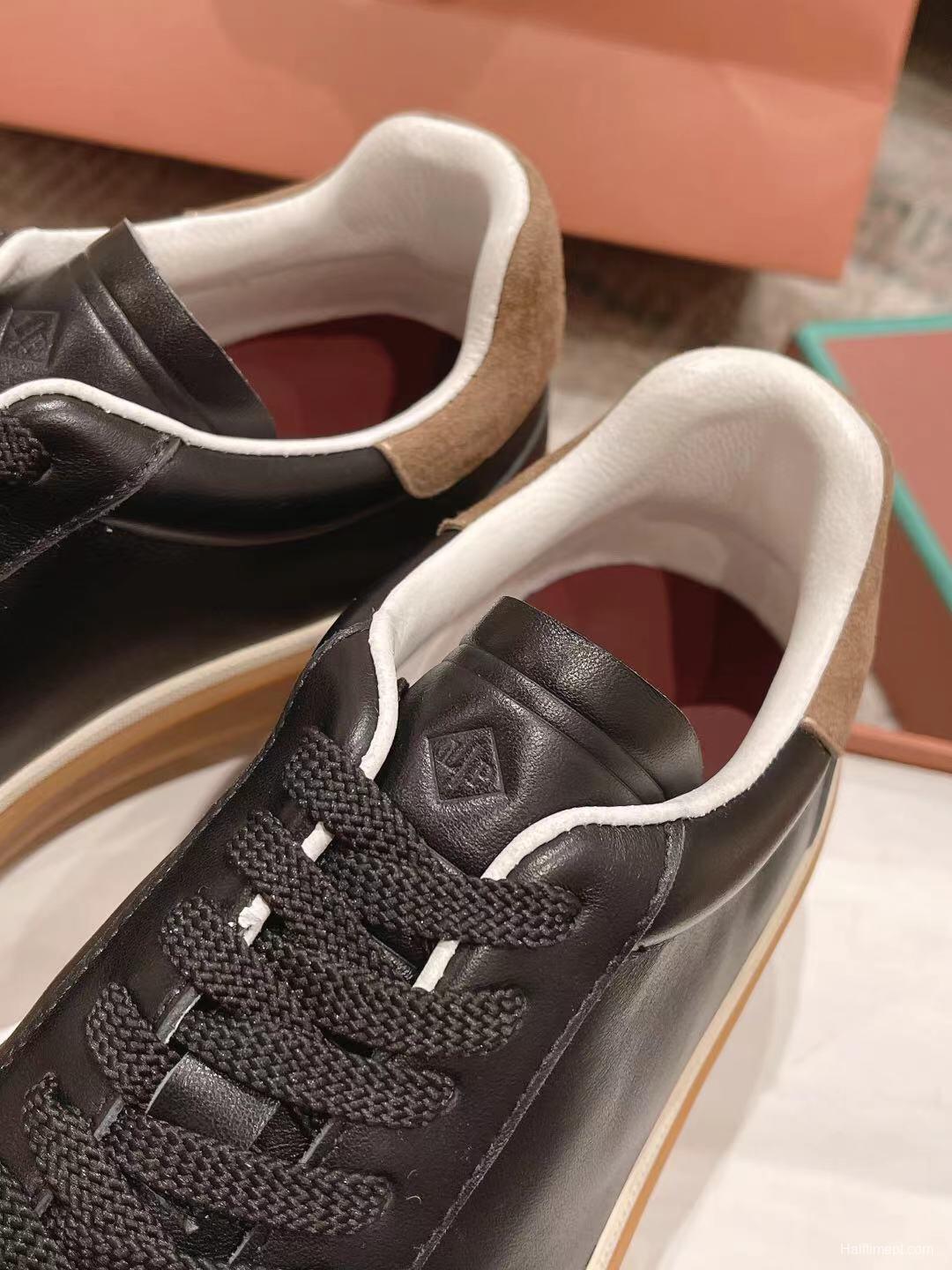 2025 Unisex Le Parmentier Black Suede Leather Sneakers Top Version LY00320(F)/LY00330(M)