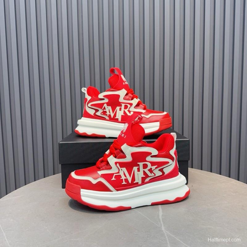 2024 Men Amiri Red White Leather Sneakers MJ00400