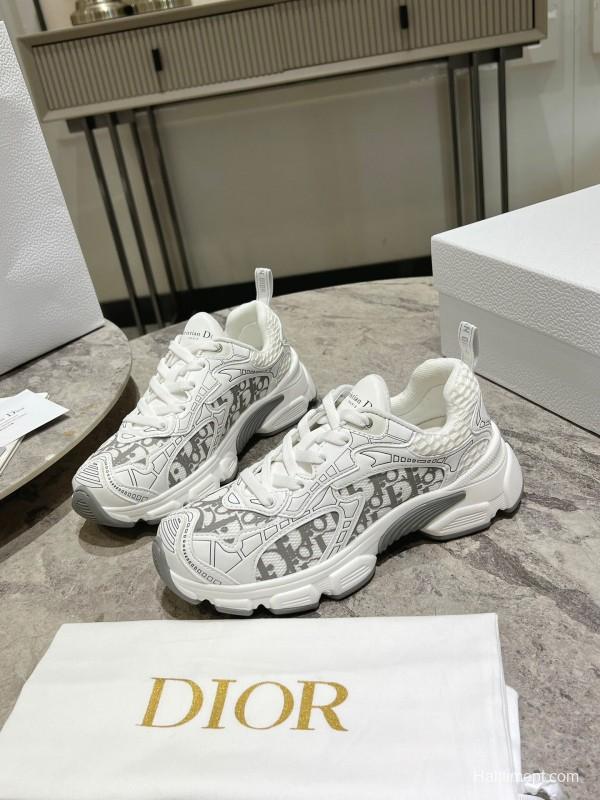 2025 Women Dior White Mesh Leather Sneakers KFY00370