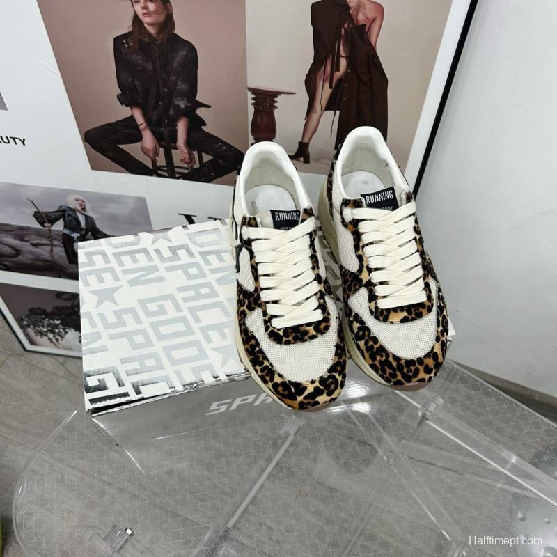 2024 Unisex GGDB White Black Leopard Mesh Leather Sneakers