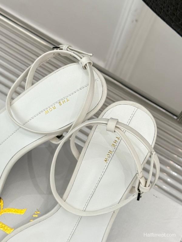 2025 Women Yves Saint Laurent White Leather High Heel Slingback KFY00270