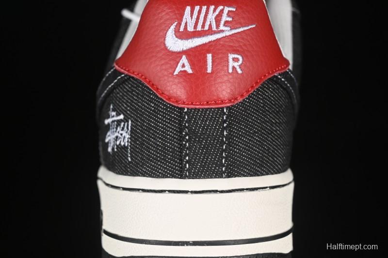 Nike Air Force 1'07 Low Stussy Collaboration Dark Grey Woven Casual Sneakers - LW9279-002