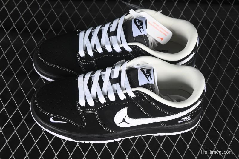 Nike SB Dunk Low All Black White Swoosh Anniversary High-End Custom Low-Top Casual Skate Shoes - LW1818-117