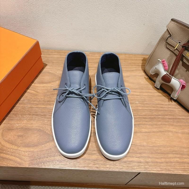2025 Unisex H Light Blue Leather Sneakers AS00380