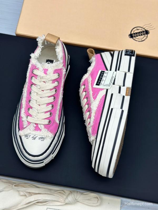 2025 Unisex XVESSEL Pink White Canvas Plimsolls Vulcanized AS00240