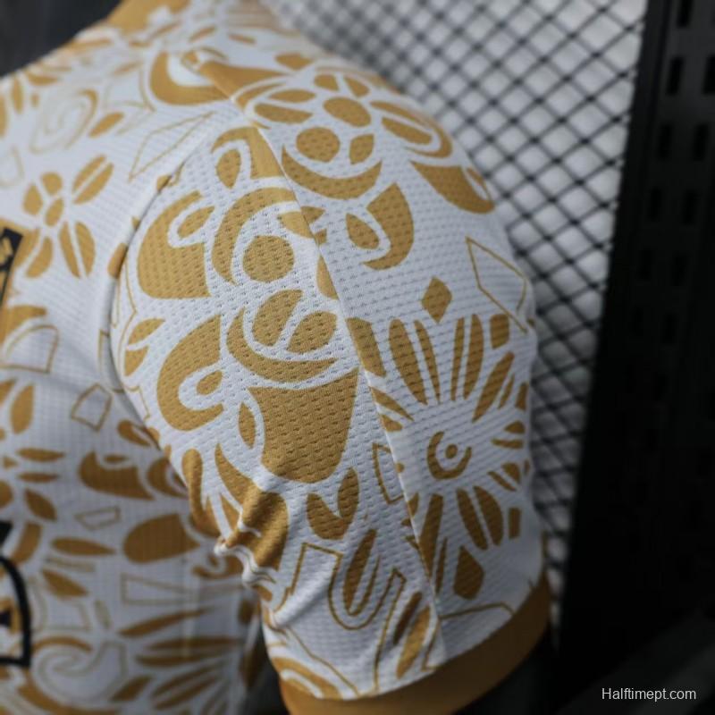 Player Version 25/26 FC Palestine White with Golden Floral Pattern Jersey