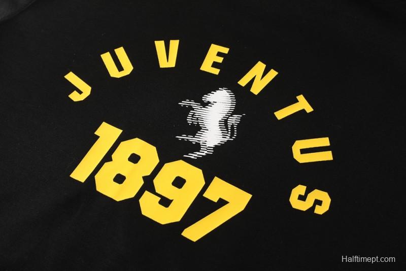 25/26 Juventus Black Hoodie Full Zipper Jacket + Long Pants