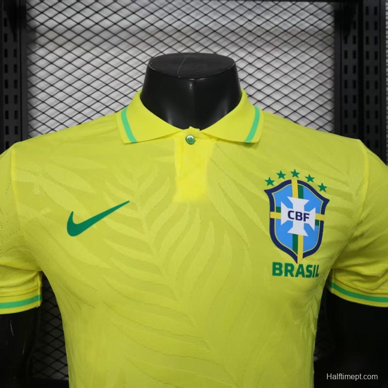 Player Version 2025 Brazil Home Yellow Classic Jersey