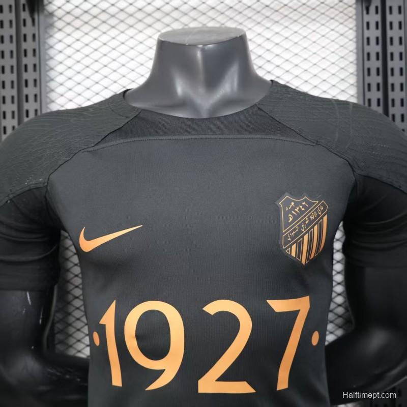 Player Version 25/26 Al-Ahli Black Champion Jersey With Golden Sponsor