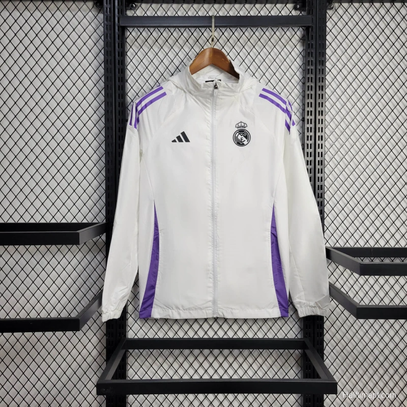 25/26 Real Madrid Jacket White Windbreaker