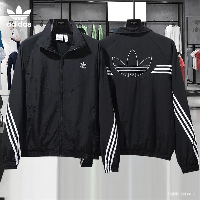 2025 Adidas Original Blue/Brick red/Bright Red/BLACK Full Zipper Windbreaker 4 Colors