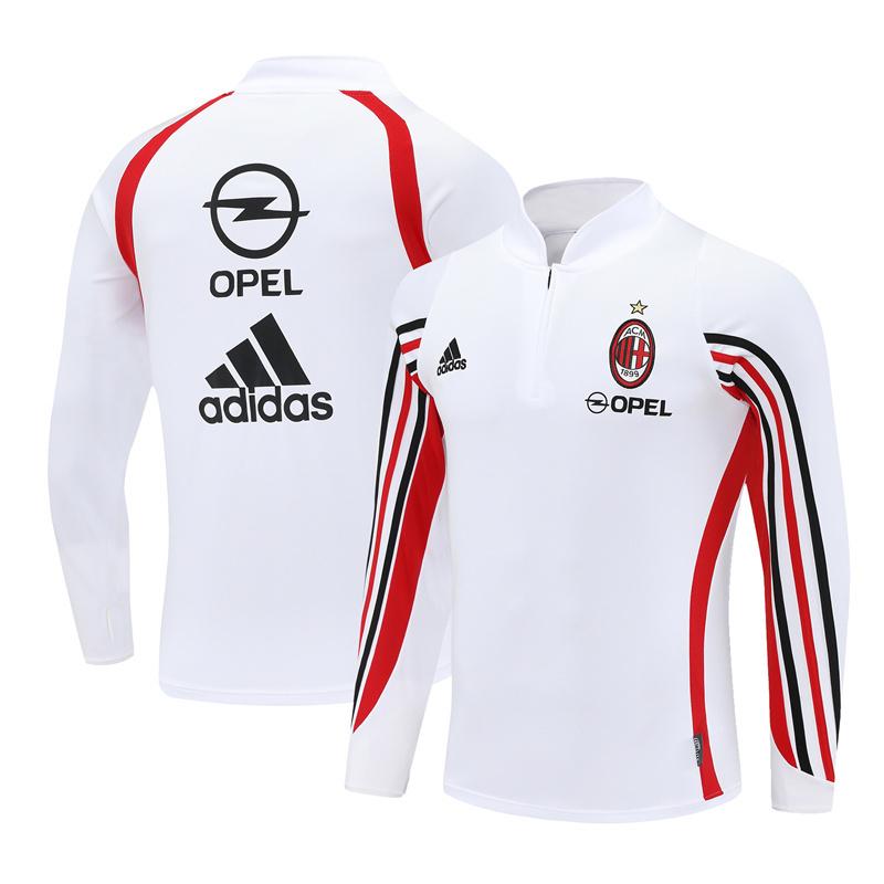 Retro 03/04 AC Milan White Half Zipper Jacket+Long Pants