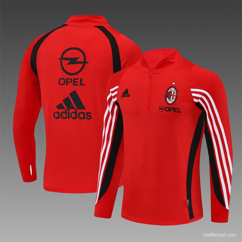 Retro 03/04 AC Milan Red Half Zipper Jacket