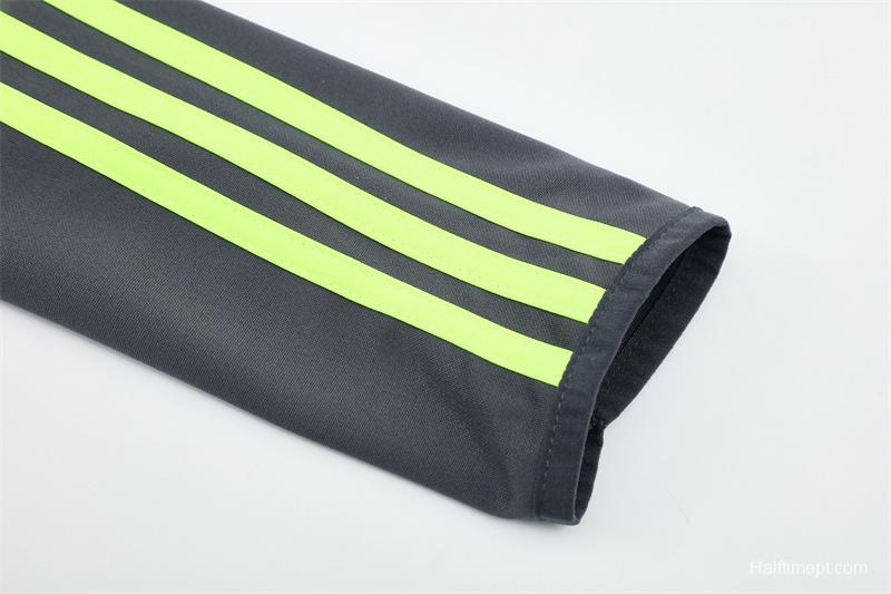 Retro 15/16 Real Madrid Dark Grey Half Zipper Jacket+Long Pants