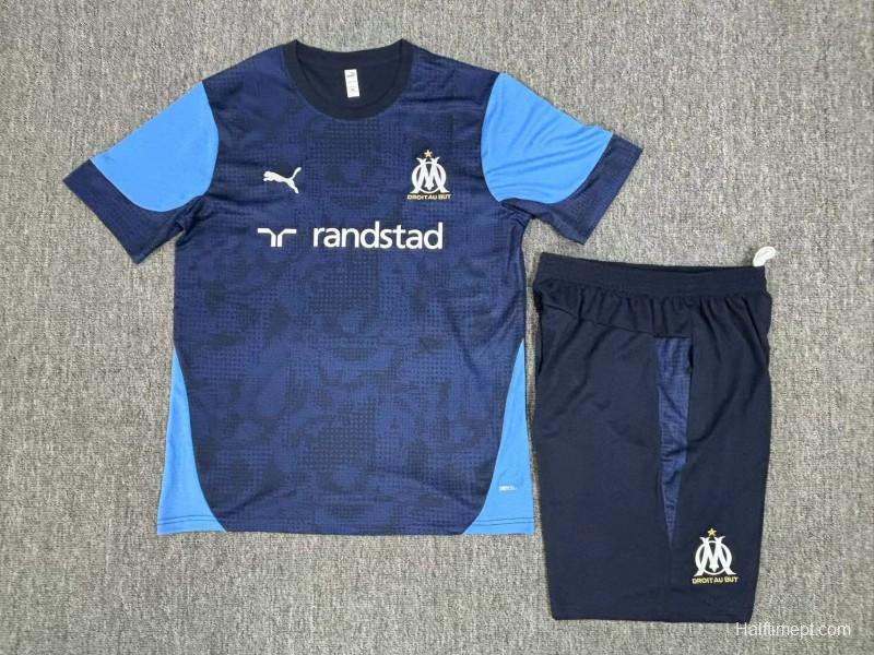 25/26 Kids Olympique de MarseilleRoyal Blue Camouflage Short Sleeve+Soccer Shorts