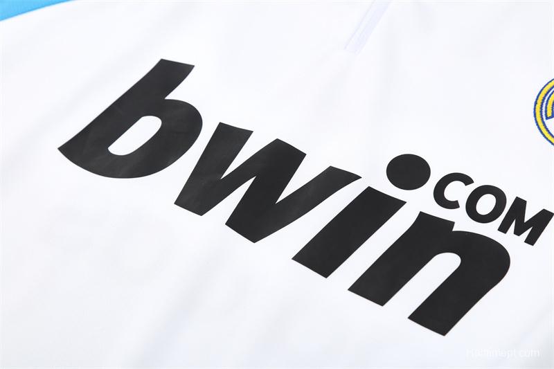Retro 09/10 Real Madrid White Half Zipper Jacket+Long Pants