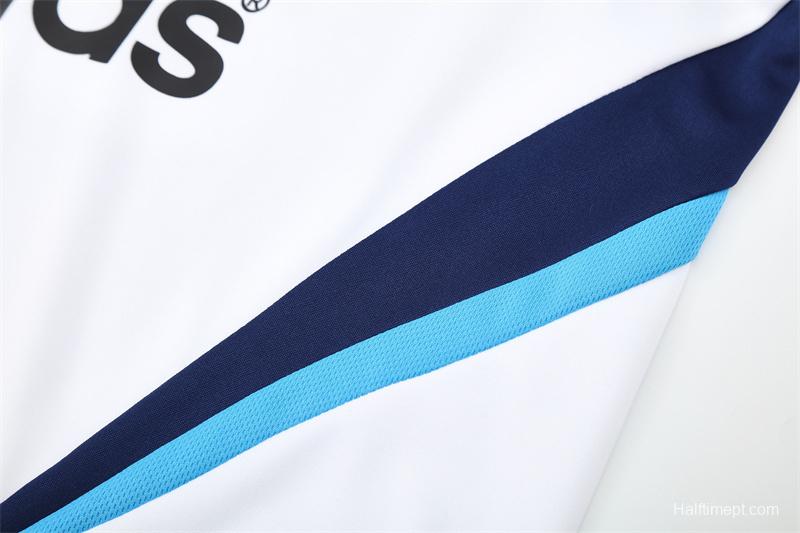 Retro 09/10 Real Madrid White Half Zipper Jacket+Long Pants