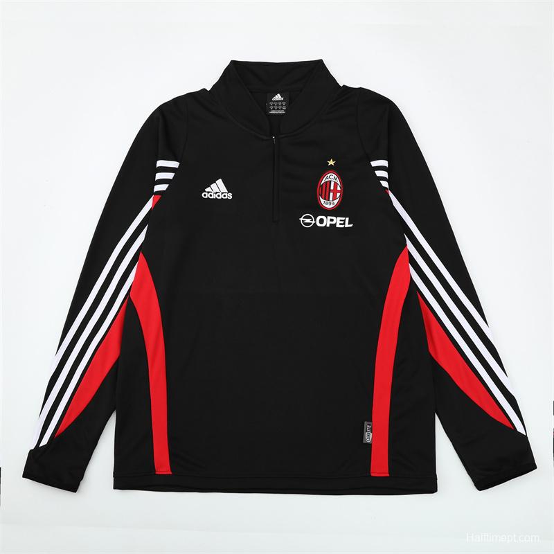 Retro 03/04 AC Milan Black Half Zipper Jacket+Long Pants
