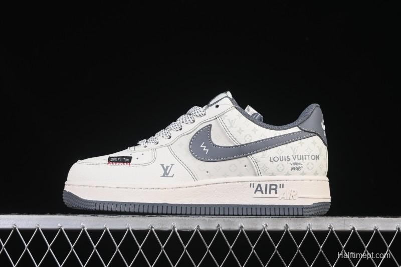 Nike Air Force 1 '07 Low LV Collaboration Beige Black Woven Label Casual Sneakers - CX5050-Y08
