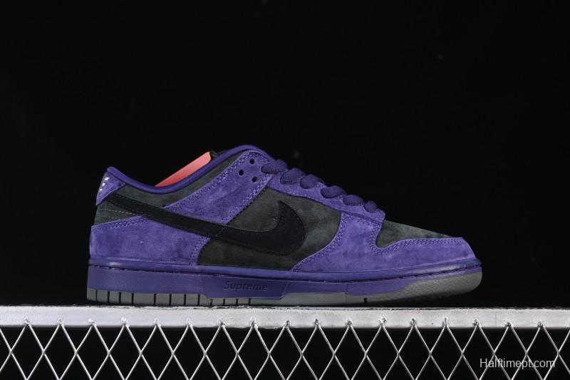 Nike Supreme Dunk SB Dunk Low Casual Skate Shoes Grey Purple - HQ8487-500