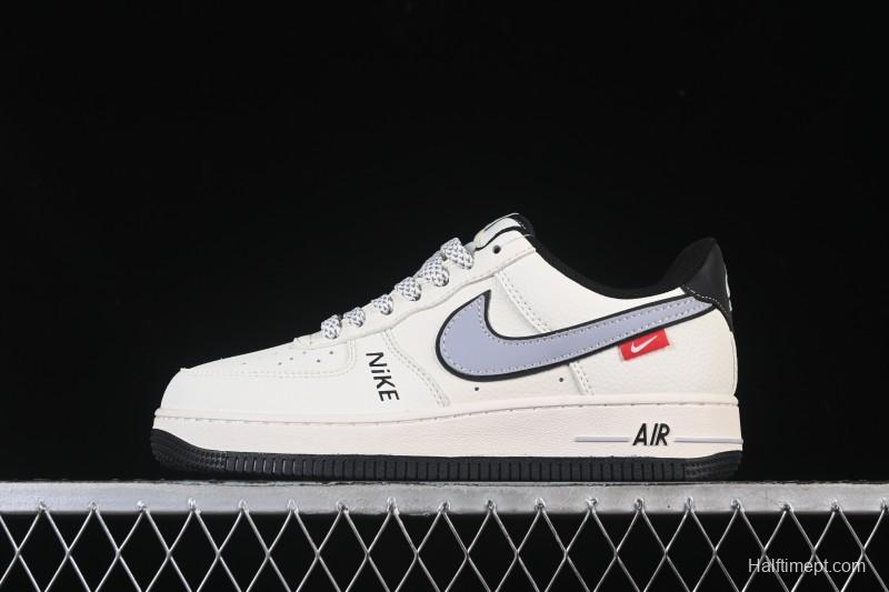 Nike Air Force 1'07 Low Beige Gray Black Letter Casual Sneakers - JS8028-018