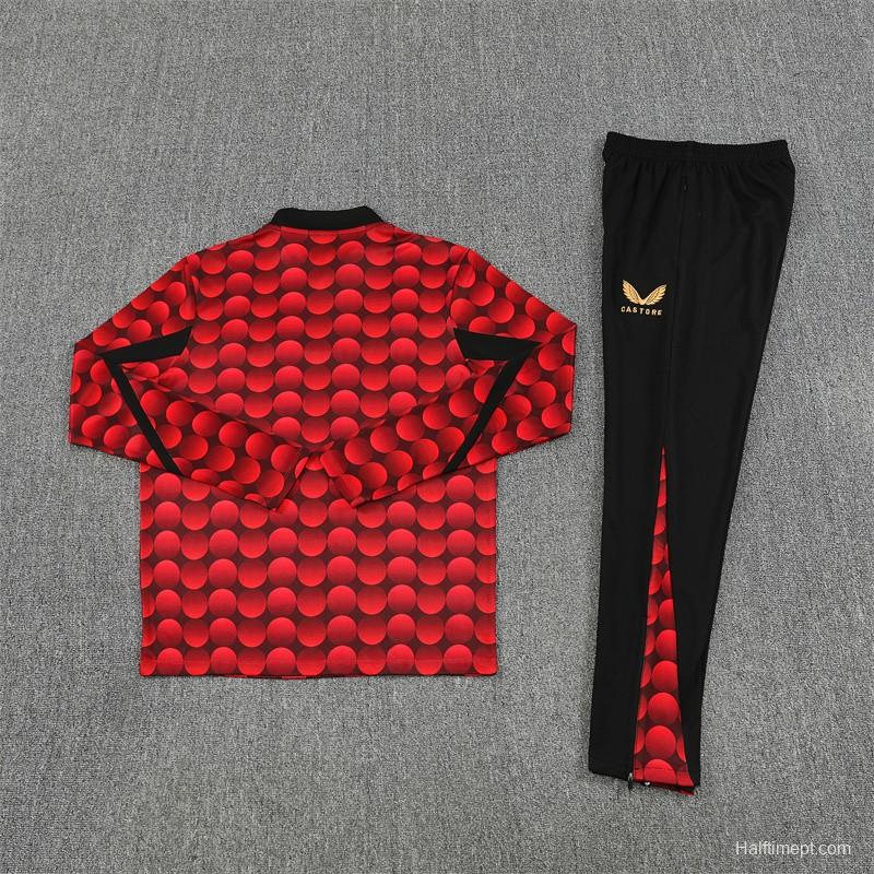 25/26 Feyenoord Red Black Camouflage Half Zipper Jacket+Long Pants