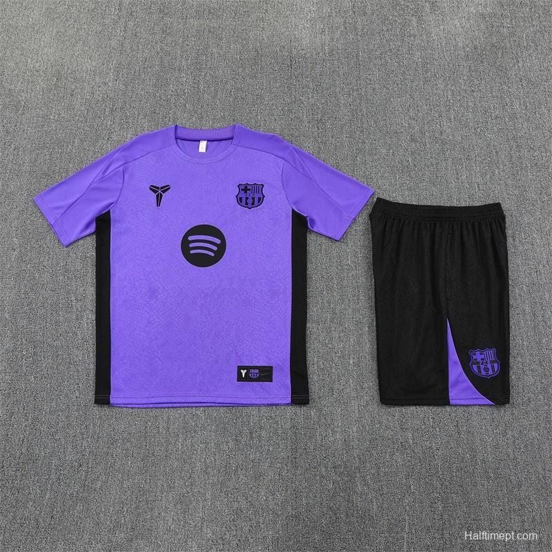 25/26 Barcelona Purple Joint Edition with XS Short Sleeve+Soccer Shorts