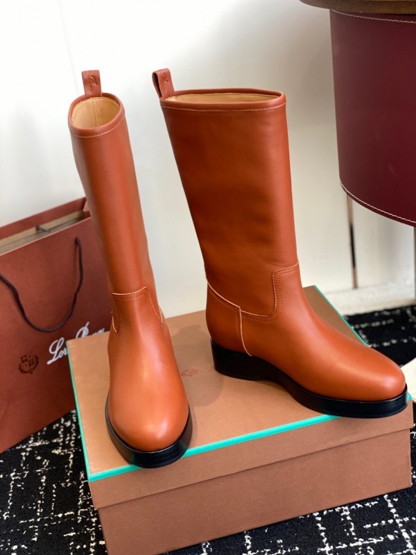 Brunello Cucinelli Classic Spring BC Calfskin High Top Thick Sole Riding Boots Long Boots - KFY00450