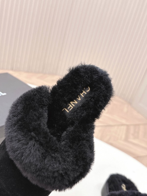 Chanel 2025/SS Fall Winter New Fur Slippers Half-Drag - KFY00310