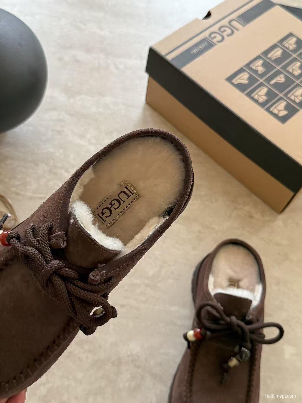 UGG Fall Winter 2025 Potato Wool Slippers Retro Acrylic Buckle Design - KFY00250