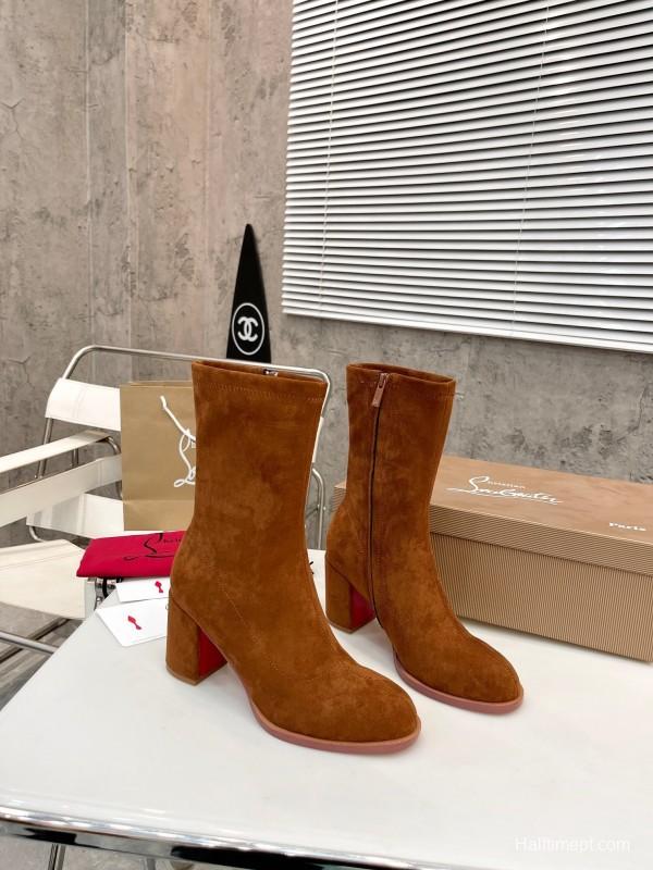 Christian Louboutin 2025/SS Chunky Heel Elastic Ankle Boots - LY00300