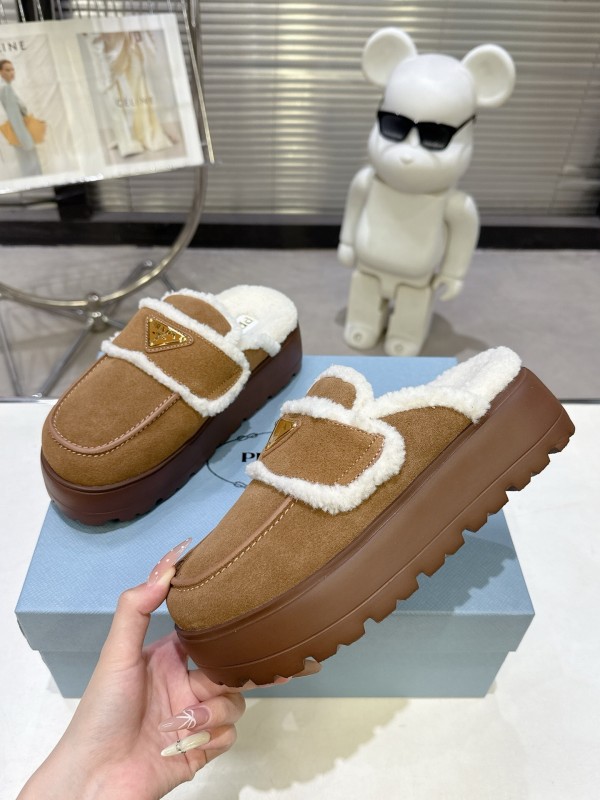 Prada 2025 SS Early Spring Fur Slippers - KFY00280