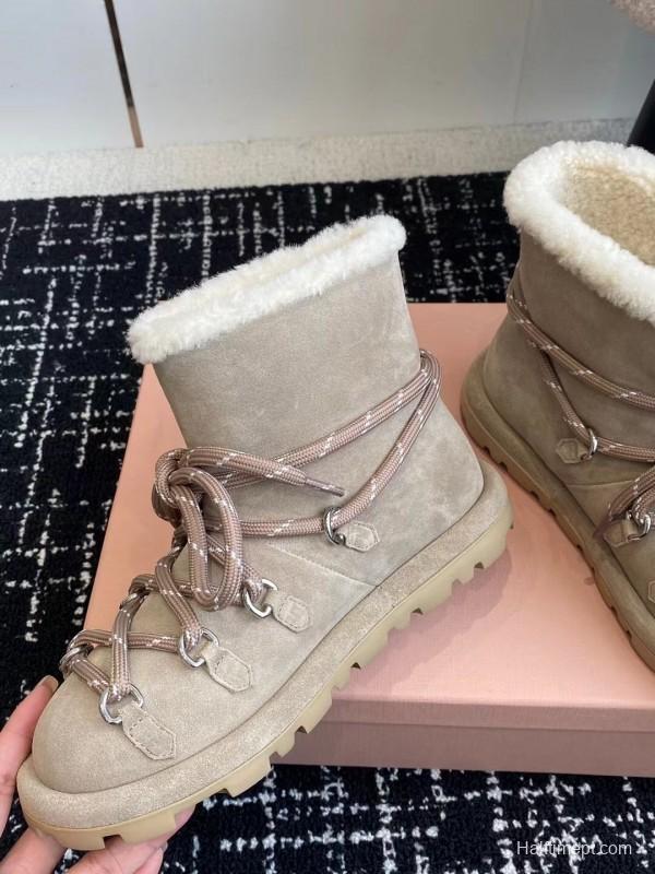 Miu Miu 2025/SS Lace-Up Snow Boots - AS00310