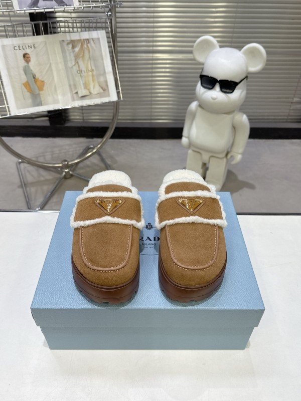 Prada 2025 SS Early Spring Fur Slippers - KFY00280