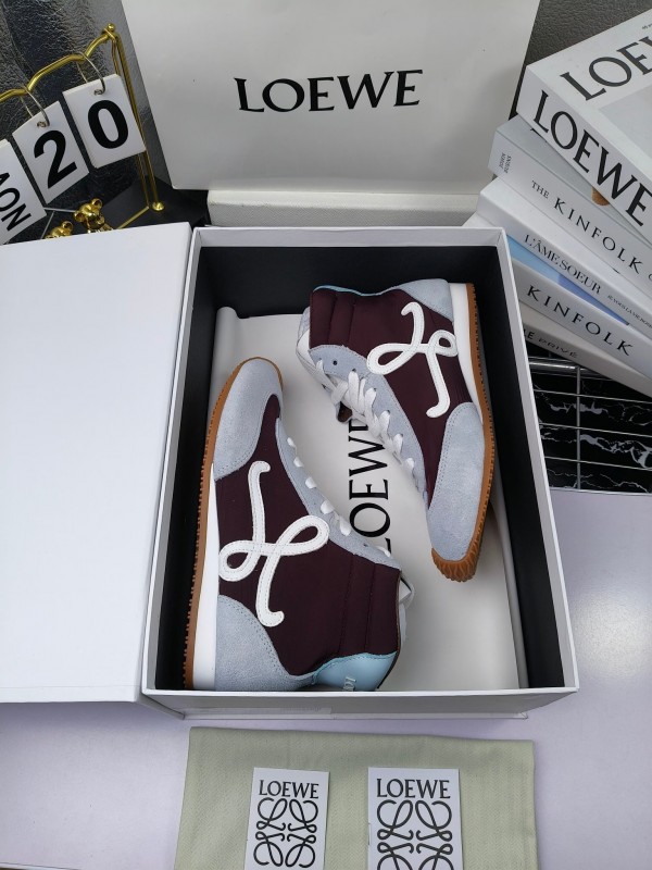 LOEWE High-Top German Training Sneakers Retro Fashion Casual White Shoes - LY00330