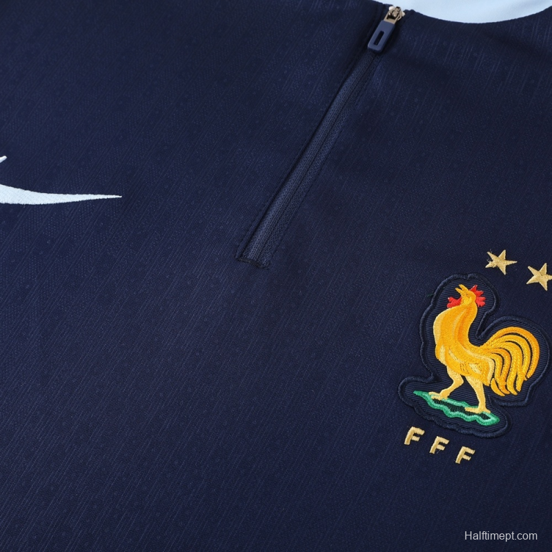 2025 France Royal Blue Half Zipper Jacket+Long Pants