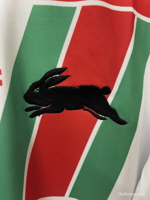 25/26 South Sydney Rabbitohs White with Red and Green Chevron Jersey
