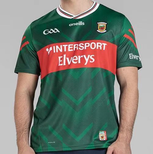 2026 Mayo GAA Green with Red Band and Chevron Pattern Jersey