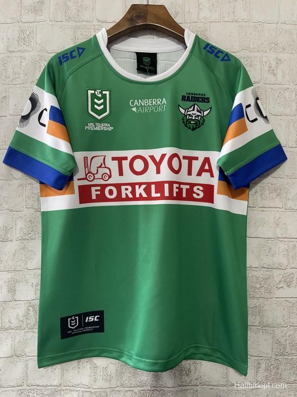 25/26 Canberra Raiders Green with White, Blue and Gold Stripes Jersey